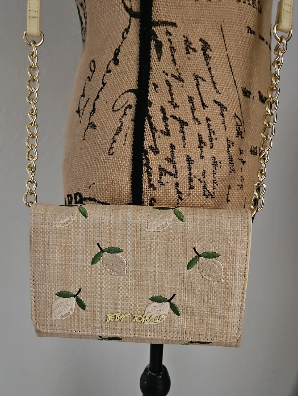 Betsey Johnson Woven Straw Crossbody Bag with Lemon Embroidery - Cream - Picture 3 of 6